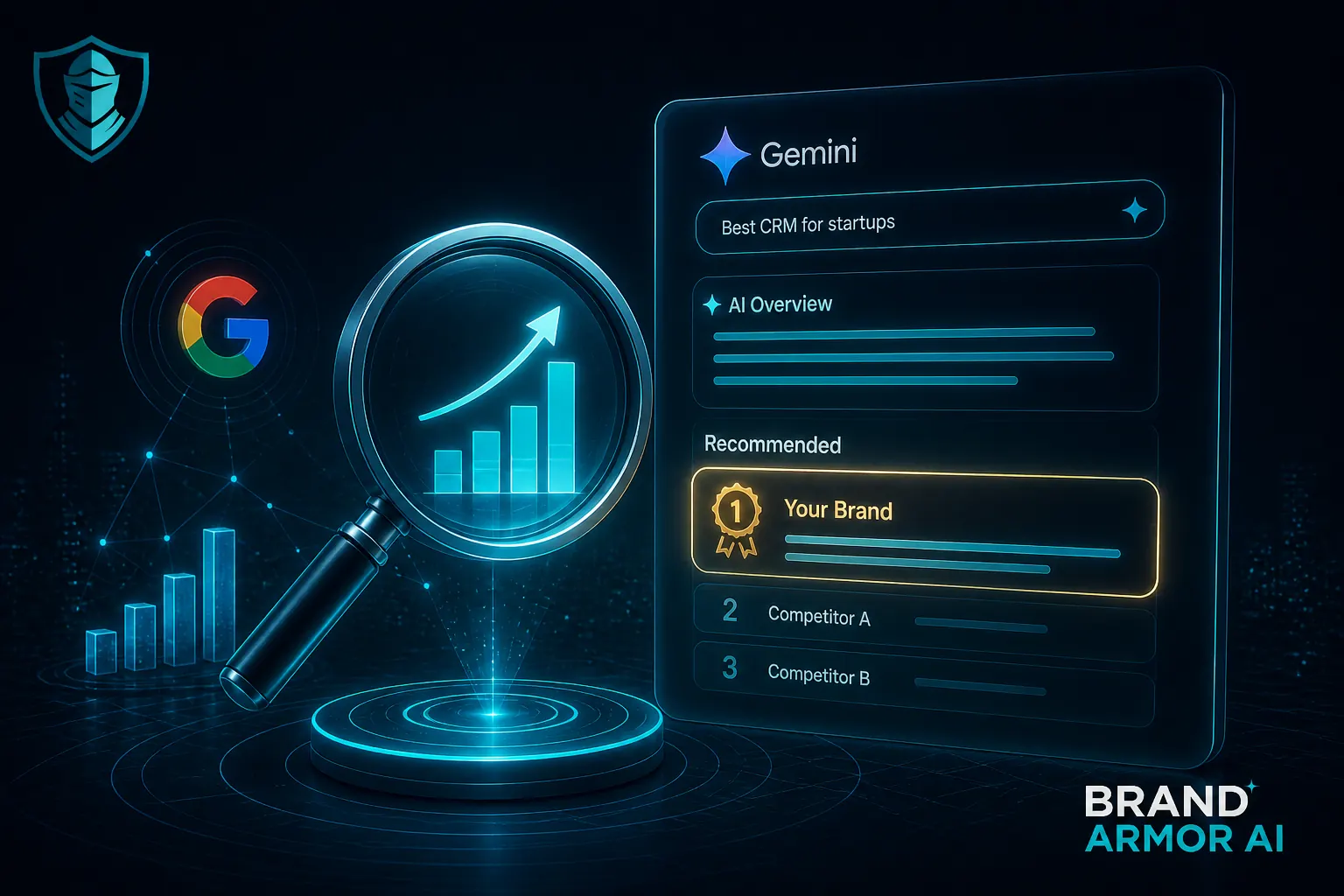 Gemini brand tracking visual for Google AI recommendation monitoring