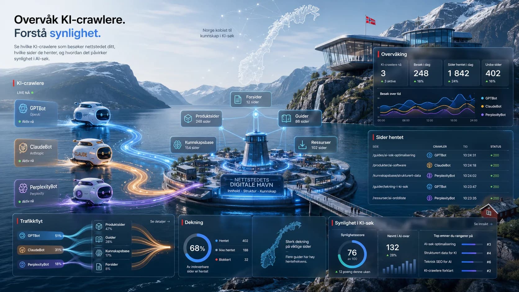 Dashboard for overvåking av AI-crawlere